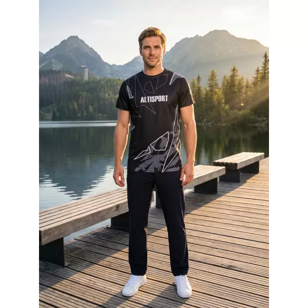  Pánské volnočasové triko premium ALTISPORT VOJ/ALM123TR06 ČERNO-BÍLÁ 