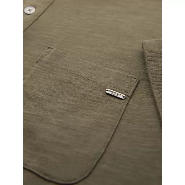  Pánské triko s límečkem OMBRE OM-POWS-0142 DARK OLIVE 