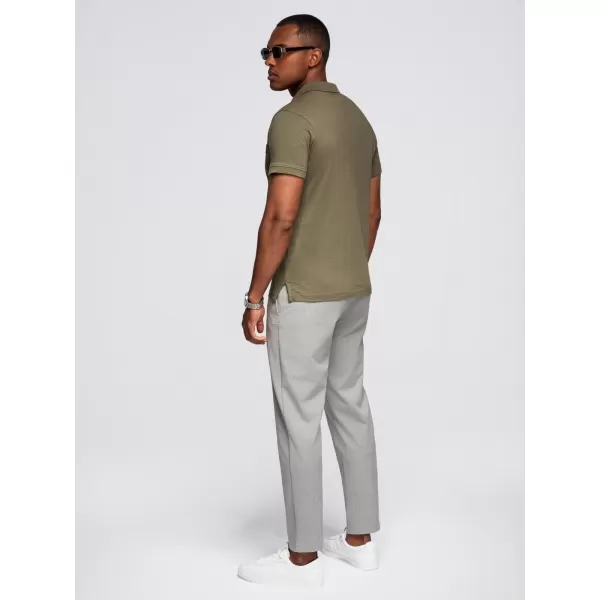  Pánské triko s límečkem OMBRE OM-POWS-0142 DARK OLIVE 