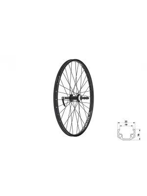 Zapletené kolo zadní KLS WASPER FREEWHEEL V-brake R, 24", black BLACK