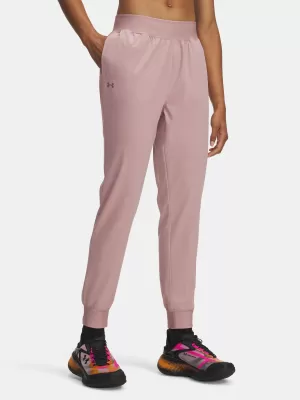 Dámské sportovní kalhoty UNDER ARMOUR UA RIVAL HI RISE WOVEN PANT 1382727-673 RŮŽOVÁ