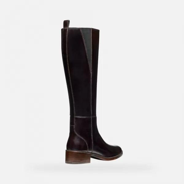  Dámské kozačky GEOX CAMEXIA G009526 TMAVĚ HNĚDÁ 