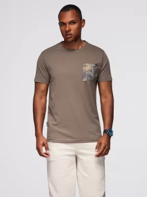 Pánské triko OMBRE OM-TSPT-0227 DARK OLIVE