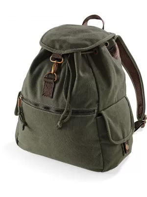 Plátěný vintage batoh Quadra | QD 612 VINTAGE MILITARY GREEN