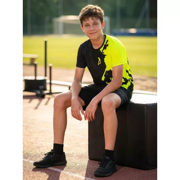  Dětské funkční triko premium ALTISPORT VOJ/ALM112TR01 ČERNÁ-FLUO YELLOW 