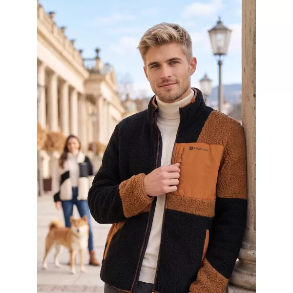  Pánská fleece mikina ALTISPORT GANAN ČERNÁ/HNĚDÁ 