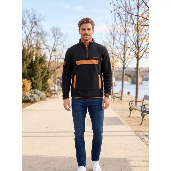  Pánská fleece mikina ALTISPORT GARM ČERNÁ/HNĚDÁ 