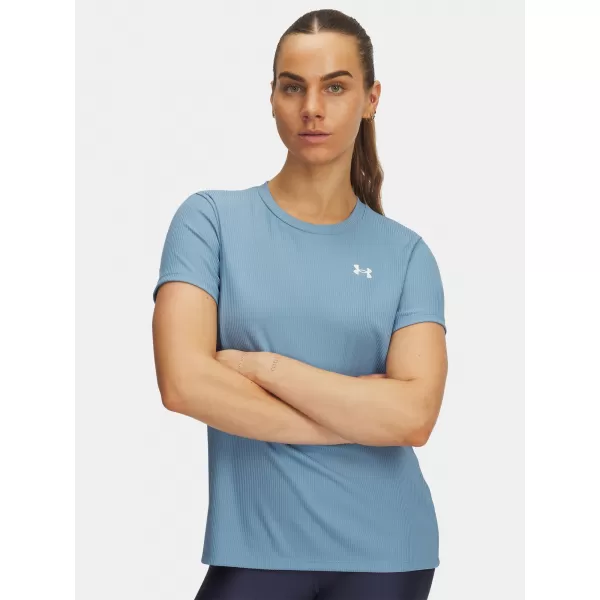  Dámské triko UNDER ARMOUR TECH RIB SSC 1389852-418 MODRÁ 