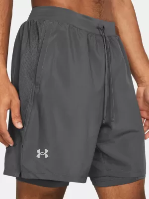 Pánské kraťasy UNDER ARMOUR UA LAUNCH 7'' 2-IN-1 SHORTS 1382641-025 ŠEDÁ