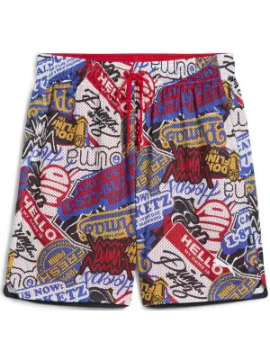 Pánské kraťasy PUMA HOOPERHOTLINE AOP 7" SHORTS 63283701 FOR ALL TIME RED/AOP