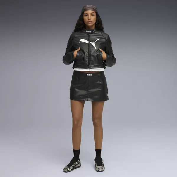  Dámské bunda PUMA FUTURE PUMA ARCHIVE PLEATHER RACER JACKET 63217001 PUMA BLACK 