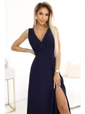 Dámské šaty NUMOCO 634-1 TMAVĚ MODRÁ