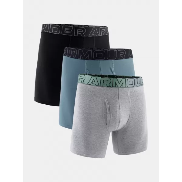  Pánské boxerky UNDER ARMOUR M PERF COTTON 6IN (3KS) 1383889-035 JASPER BLUE 