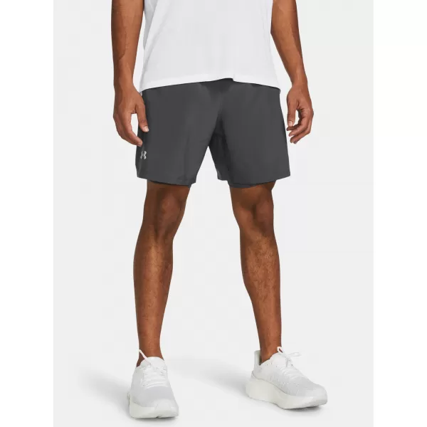  Pánské kraťasy UNDER ARMOUR UA LAUNCH 7'' 2-IN-1 SHORTS 1382641-025 ŠEDÁ 