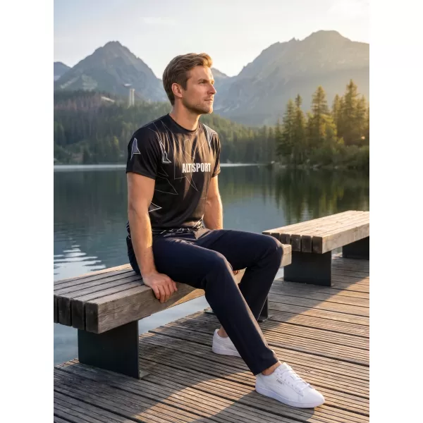  Pánské volnočasové triko premium ALTISPORT VOJ/ALM123TR06 ČERNO-BÍLÁ 