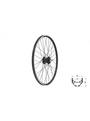 Zapletené kolo přední KLS DRAFT Dynamo V-brake, 26", black BLACK