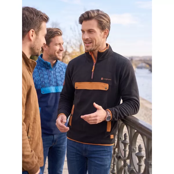  Pánská fleece mikina ALTISPORT GARM ČERNÁ/HNĚDÁ 