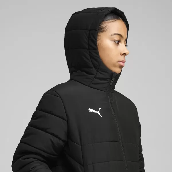  Dětské bunda PUMA TEAMADDITIONS HOODED PADDED JACKET JR 65973803 PUMA BLACK/PUMA SILVER 