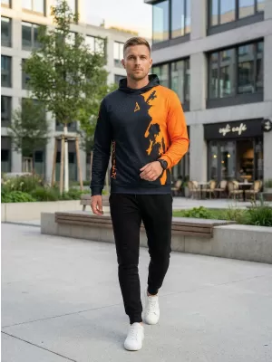 Pánská funkční mikina premium ALTISPORT VOJ/ALM112MI01 ČERNÁ-FLUO ORANGE