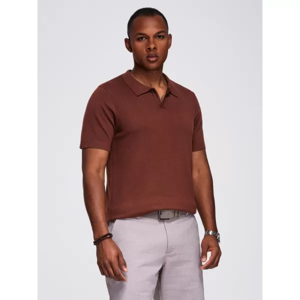  Pánské polo triko OMBRE OM-POSS-0159 DARK BROWN 
