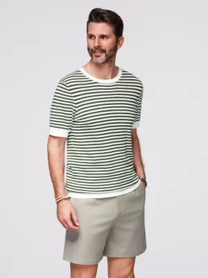 Pánské triko OMBRE OM-TSCT-0255 OLIVE AND WHITE