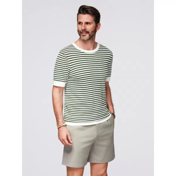  Pánské triko OMBRE OM-TSCT-0255 OLIVE AND WHITE 