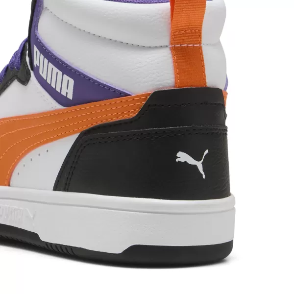 Dětské boty PUMA REBOUND V6 MID JR 39383134 PUMA WHITE/ORANGE GLO/BLACK 