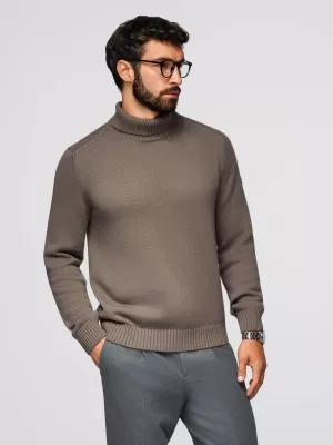 Pánský svetr OMBRE OM-SWTN-0163 GRAY-BROWN