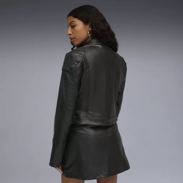  Dámské bunda PUMA FUTURE PUMA ARCHIVE PLEATHER RACER JACKET 63217001 PUMA BLACK 