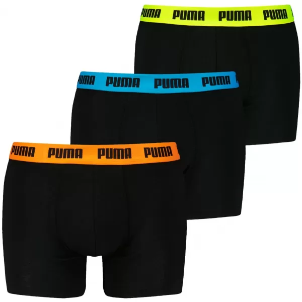  Pánské boxerky PUMA MEN EVERYDAY BOXER 3P 93832706 BLACK/VARIOUS LOGO COLORS 