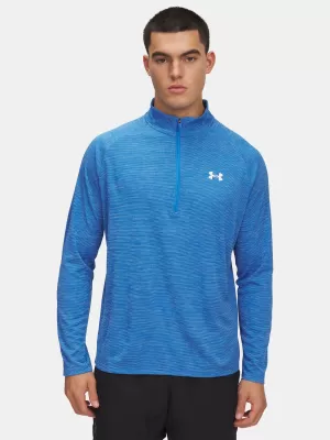 Pánské triko UNDER ARMOUR UA TECH TEXTURED 1/2 ZIP 1382797-402 MODRÁ