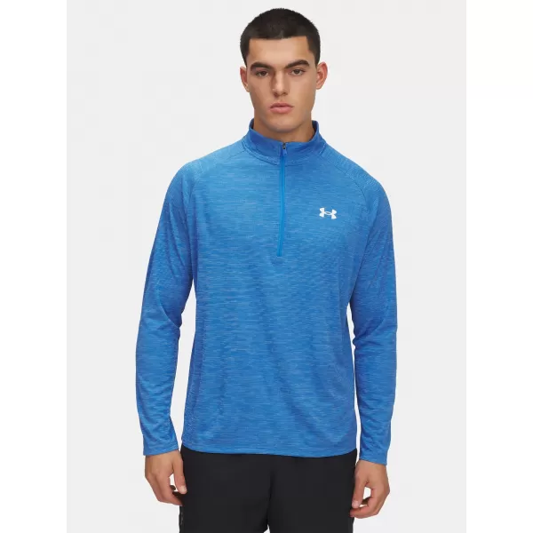  Pánské triko UNDER ARMOUR UA TECH TEXTURED 1/2 ZIP 1382797-402 MODRÁ 