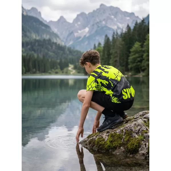  Dětské funkční triko premium ALTISPORT VOJ/ALK076TR01 ČERNÁ/FLUO ŽLUTÁ 