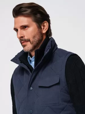 Pánská vesta OMBRE OM-JAVJ-0277 NAVY BLUE