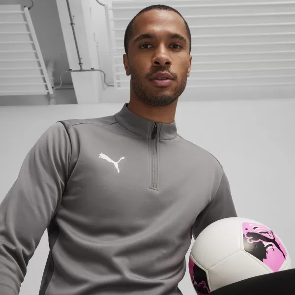  Pánské triko PUMA TEAMGOAL TRAINING 1/4 ZIP TO 658629_13 CAST IRON/WHITE/SHADOW GRAY 