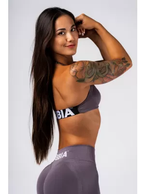 NEBBIA Bezešvá lift-up sportovní podprsenka FLOW SEAMLESS 495 DARK GREY