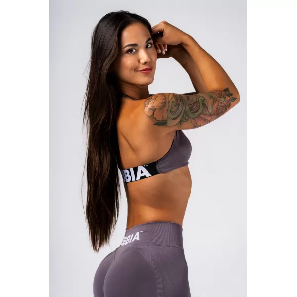  NEBBIA Bezešvá lift-up sportovní podprsenka FLOW SEAMLESS 495 DARK GREY 