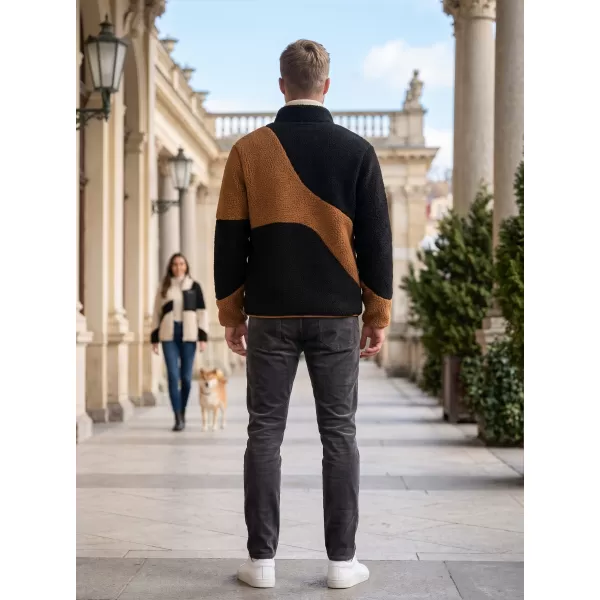  Pánská fleece mikina ALTISPORT GANAN ČERNÁ/HNĚDÁ 