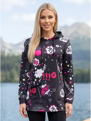 Dámská mikina ALTISPORT GITA ČERNÁ/RŮŽOVÁ