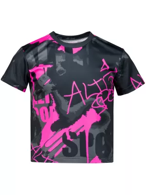 Dětské funkční triko premium ALTISPORT VOJ/ALK076TR01 ČERNÁ/FLUO RŮŽOVÁ