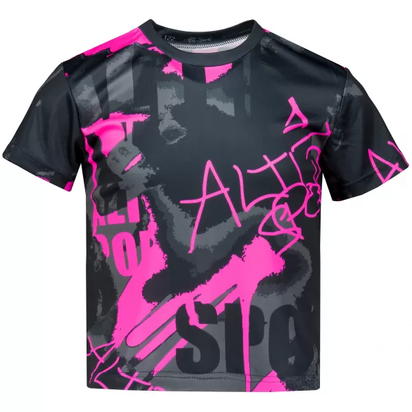  Dětské funkční triko premium ALTISPORT VOJ/ALK076TR01 ČERNÁ/FLUO RŮŽOVÁ 