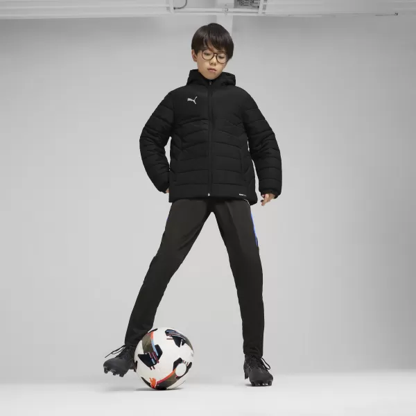  Dětské bunda PUMA TEAMADDITIONS HOODED PADDED JACKET JR 65973803 PUMA BLACK/PUMA SILVER 