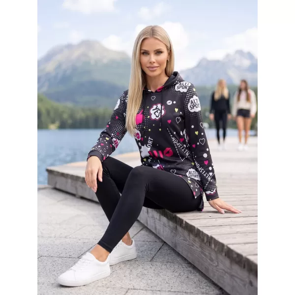  Dámská mikina ALTISPORT GITA ČERNÁ/RŮŽOVÁ 