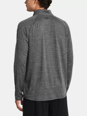 Pánské triko UNDER ARMOUR UA TECH TEXTURED 1/2 ZIP 1382797-025 ŠEDÁ