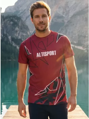 Pánské volnočasové triko premium ALTISPORT VOJ/ALM123TR06 TMAVĚ ČERVENÁ