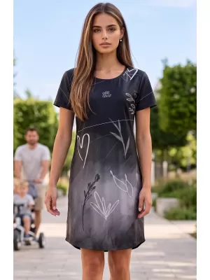 Dámské prodloužené triko/šaty premium ALTISPORT VOJ/ALW083SAT02 ČERNOBÍLÁ