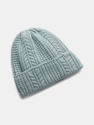 Dámská čepice UNDER ARMOUR W HALFTIME CABLE KNIT BEANIE 1386639-323 ZELENÁ