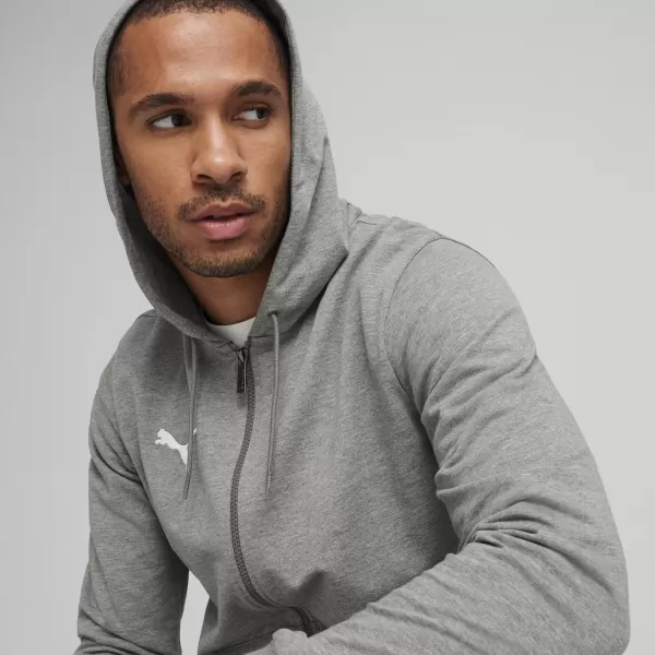  Pánská mikina PUMA TEAMGOAL CASUALS HOODED JACK 658595_33 MEDIUM GRAY HEATHER/WHITE 