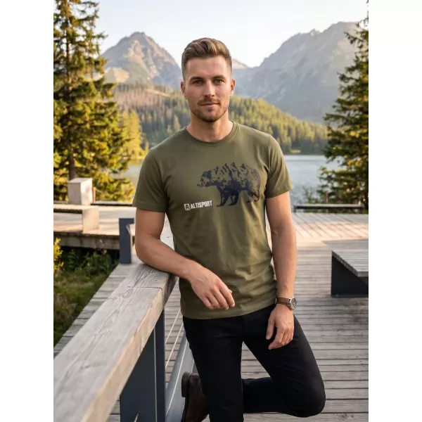  Pánské triko s krátkým rukávem ALTISPORT ALM193129 KHAKI 