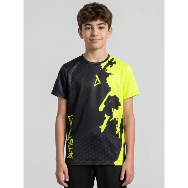  Dětské funkční triko premium ALTISPORT VOJ/ALM112TR01 ČERNÁ-FLUO YELLOW 